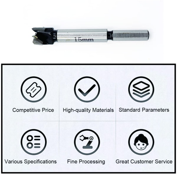 Forstnerborr 15 mm volframkarbid träborr hålöppnare träbearbetning borrverktyg träskärare