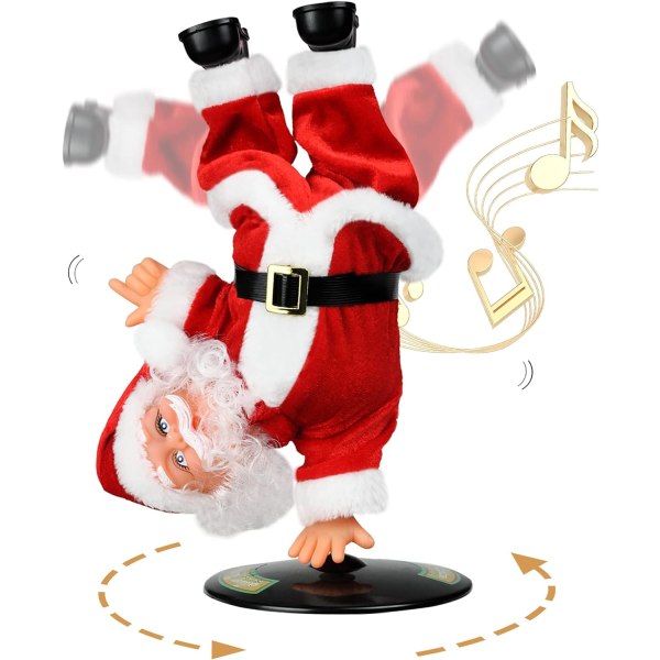 Sjungande Dansande jultomte, jul inverterad Roterande jultomte Xmas Elektriska musikdockor Elektriska plyschleksaksprydnader jul för barn