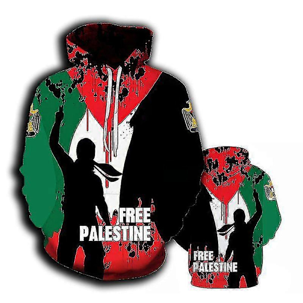 Gratis Palestina Flagga Tryck Hoodie Tröja TMW121-2 L