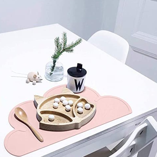 Silikonmatta Matklassad matta för baby dagis matbordsmatta Lätt och bärbar-rosa-2 st