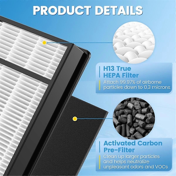 Til Honeywell H Filter, Ægte HEPA Erstatningsfiltre HRF-H1 HRF-H2 Passer til Model HPA050, HPA150, HPA06 Black