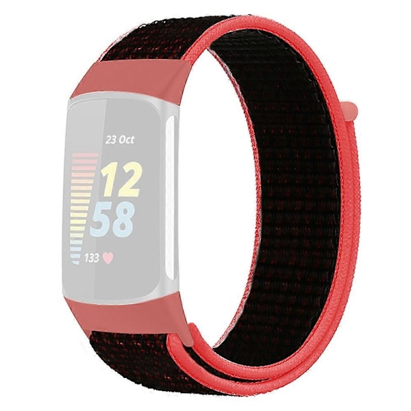 KALEBOL KLB-NLHH-001 Nylon Armband för Fitbit Charge 5/6 med Loop-fäste Style E
