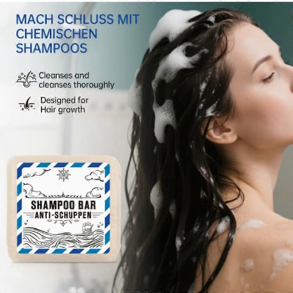 1-3X Solid Anti Dandruff Shampoo - Solid Shampoo Mænd & Kvinder - 3-i-1 Bruse Sæbe Mænd til Hår, Ansigt, Krop - Vegansk 2pcs
