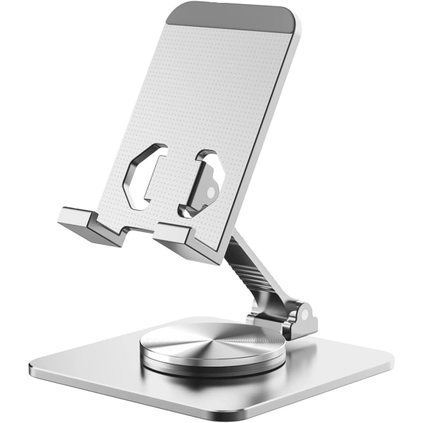 360° vridbart mobiltelefonställ för skrivbord, hopfällbar och justerbar telefonhållare av aluminium i metall, kompatibel med iPhone 14/14 Plus/14 Pro/14 (silver)