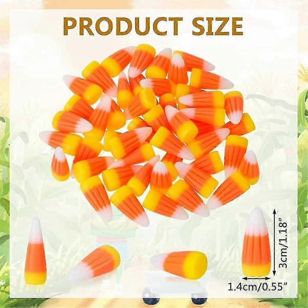 50 stk Halloween Resin Candy Corn Kunstig 3d Candy Corn Perle Høst Faux Corn Scrapbooking Pynt