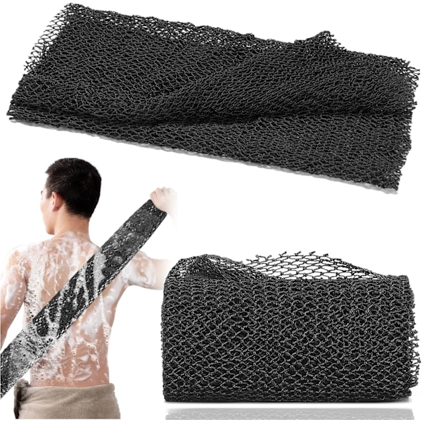 2 kpl verkkosieniä, kylpyvartalon kuorinta Kylpyvartalon selänpesin pehmeämmälle iholle Black 30*80cm