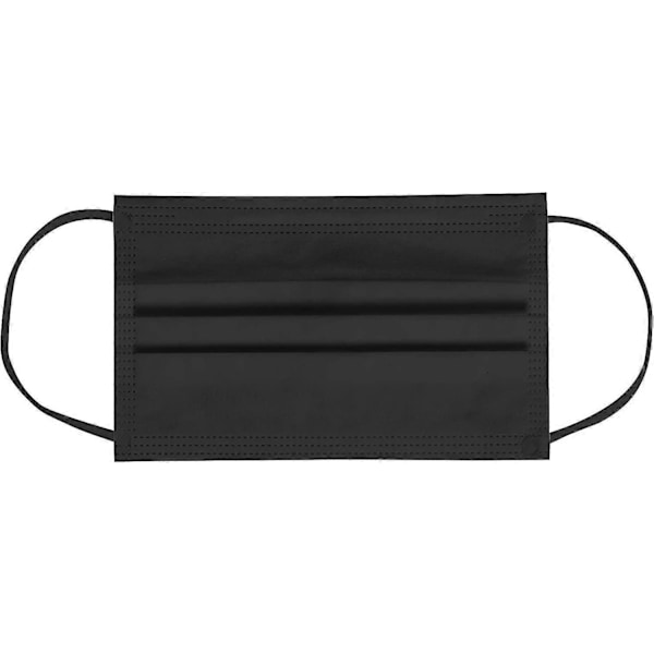 Engangsmaske til børn, Sort engangsmaske til ansigtet, 3 lag tyk luftfiltrering, Engangsbrug, Nonwoven stof + smelteblæst stof