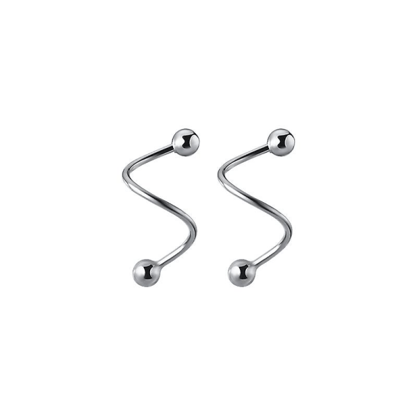 1 par S925 Silverörhängen Enkel vindskruv Roterande Ear Light Beads Gängade örhängen med öronproppar, Silver Betterlifefg