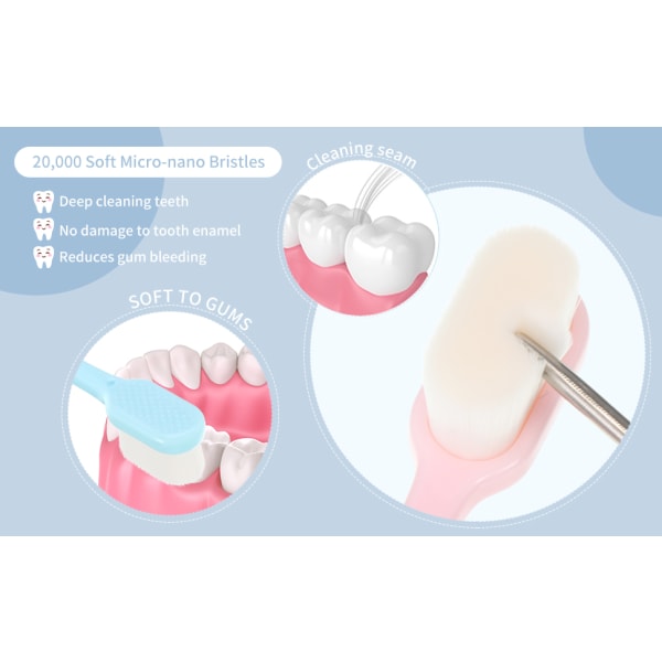 4 stk. ekstra myke tannbørster Mikro Nano Manuell tannbørste for voksne barn