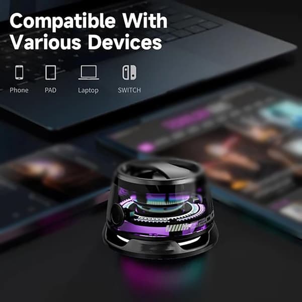Mini Bluetooth Speaker G200, Multifunctional Magnetic Bluetooth Speaker, Small Wireless Speaker Built-in Magnets with Multi-RGB Color Light (Purple)
