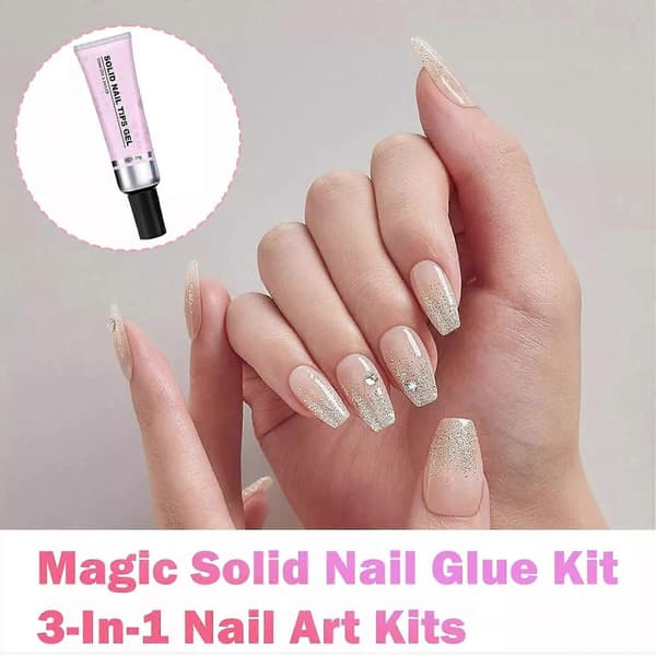 Lulou Magic Solid Neglelim Kit 3-i-1 Neglekunst Kit til Neglespids Press-on Negle Solid Patch Adhesive
