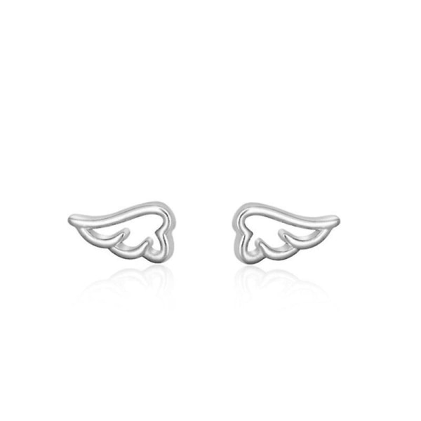 2 par Mini 925 Silver Needle Small Wings Stud örhängen för kvinnor, söt personlighet Hollow Angel Wings Örhängen Örhängen, Silver Betterlifefg