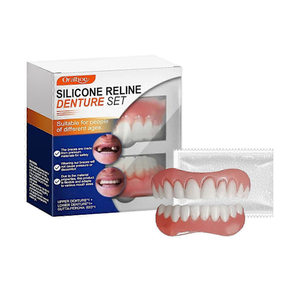 Silikone resin protesesæt, tandlægeskønhedssæt, forbedrer smilets skønhed, komfortable materialeproteser 2pcs