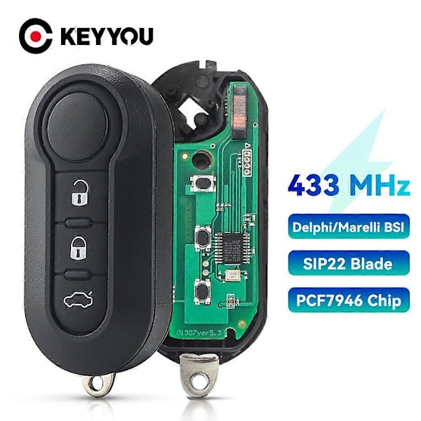 Bilnøgle Fjernbetjening Nøgle Til Fiat 500 500L MPV Ducato Citroen Jumper Peugeot Boxer 2008-2015 433.92Mhz ID46 3 Knapper Model 1