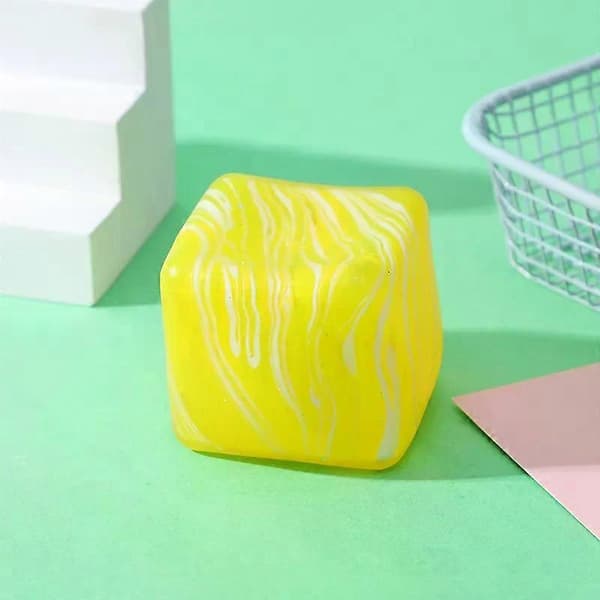 Marmoreret terning stressbold, TPR Squishy sensorisk legetøj til børn og voksne D