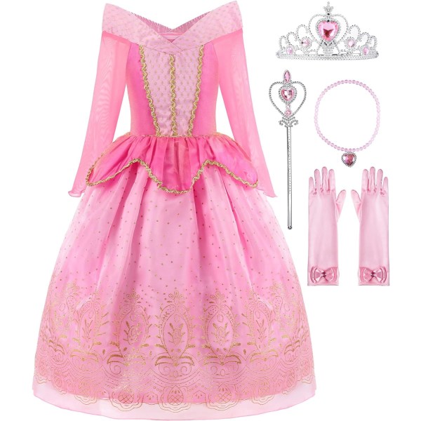 Små flickor Princess Dress up kostym med tillbehör, 4 (120), rosa