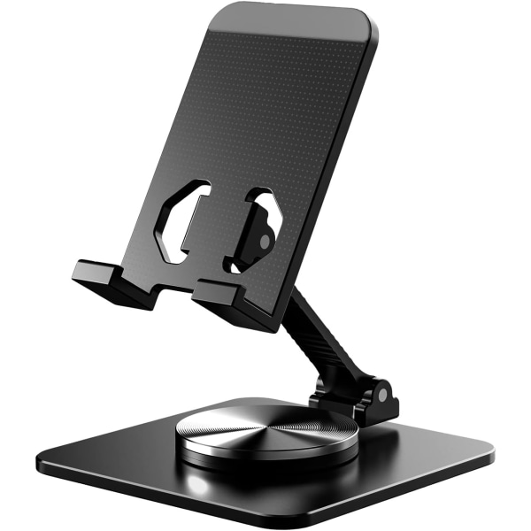 360° roterbar telefonhållare för skrivbordet, hopfällbar och justerbar telefonhållare i aluminium i metall, kompatibel med iPhone 14/14 Plus/14 Pro/14(Svart)