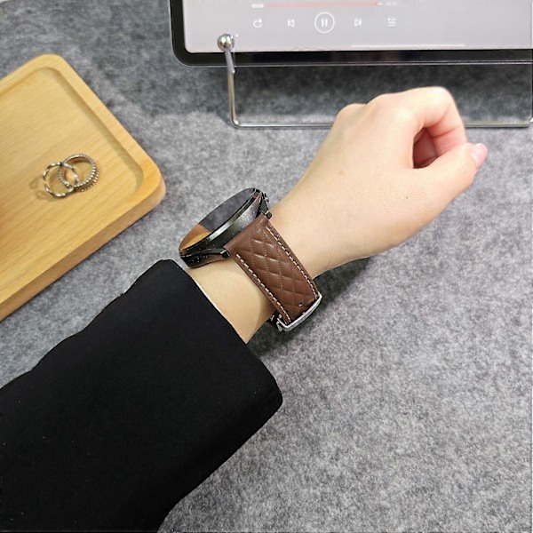 Armband i äkta läder med rombstruktur för Huawei Watch GT 5 Pro 46 mm/GT 5 46 mm 22 mm Style E