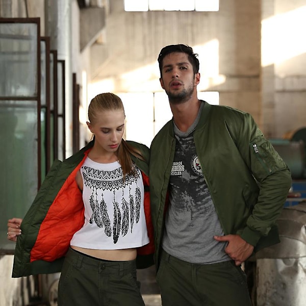 Herr Ma1 Jacka Vinter Utomhus Tjock Kvalitets Nylon Amerikansk Militär Uniform Pilot Unisex Kappa Manlig Bomber Flygarjacka army green M