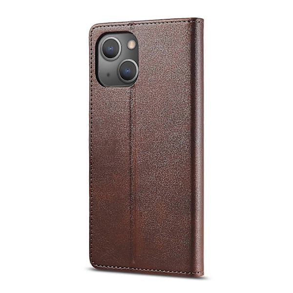 För iPhone 14 LC.IMEEKE Kalvtextur Horisontell Flip Läderfodral Brown