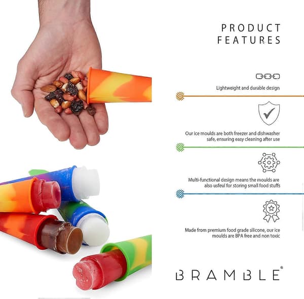 6 Premium Silikone Isforme, Ispinde, Eskimoforme (80ml / 20cm) - Stærke, Miljøvenlige, Fødevaregodkendte