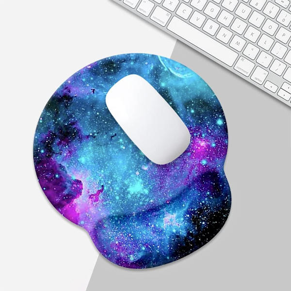 Lilla stjernehimmel musemåtte med håndledsstøtte, sød tilpasset gaming lavet skridsikker gummibase musemåtte, ergonomisk (lilla stjernehimmel)