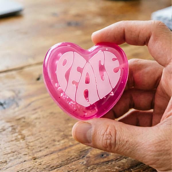 Bærbar Hjerte Fidget til Stress – Sød til Skrivebord – til Rejser & Gave Pink