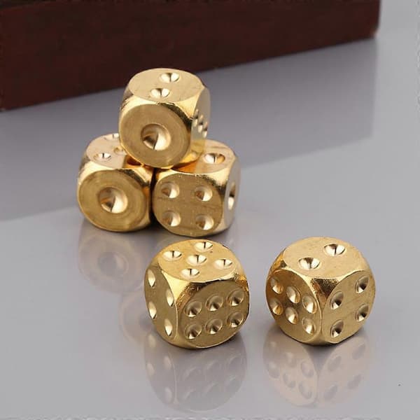 6 Pieces 13mm Copper Dice Polished Solid Home Decor Brass Dice Bar Accessories Game Tools Copper Metal Dice Copper Game Accessories