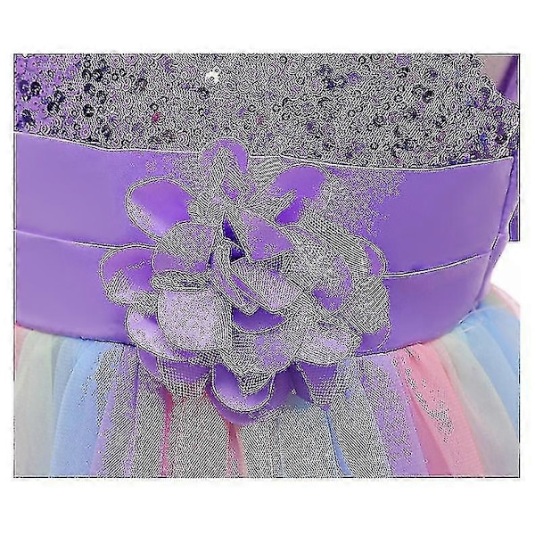 Tyttöjen Sekvenssit Meidän Rainbow Tutu Syntymäpäiväjuhla Prinsessa Meidän Kilpailun Meidän Kukka Meidän 140cm(7-8T) Purple