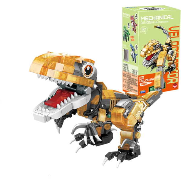Dinosaurie Mini byggklossar Leksaker Set för 6 7 8 9 10 11 12 år gamla, Dino World Luminous 377st(4)
