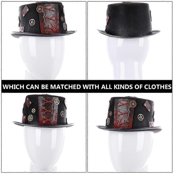 Hodeplagg i punkstil Halloween-hodeplagg for cosplay 2 stk svarte hatter