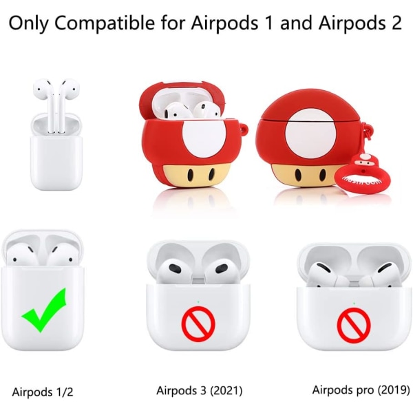 Tecknat case för Airpods 2:a/1:a generationen, 3D-animerad karaktärsdesign Silikon sött case Stötsäkert case med nyckelring för Airpods hörlurar