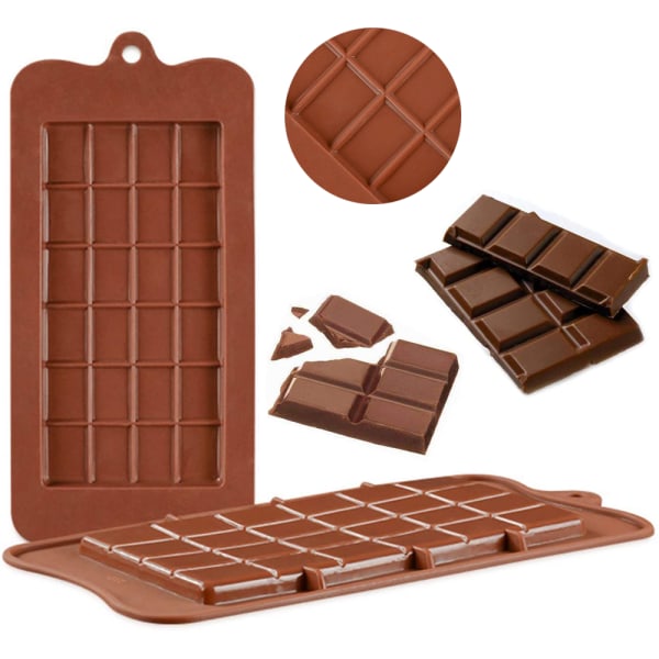 3 stk. Silikone Chokolade Slikforme Vaffel 24 gitter BPA-fri, Genanvendelig Silikon & Opvaskemaskine Sikker Silikone Slikforme
