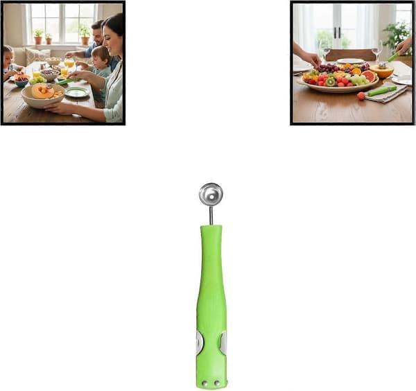 4i1 Frugtske i Rustfrit Stål med Melonudstikker til Nem Skæring og Servering