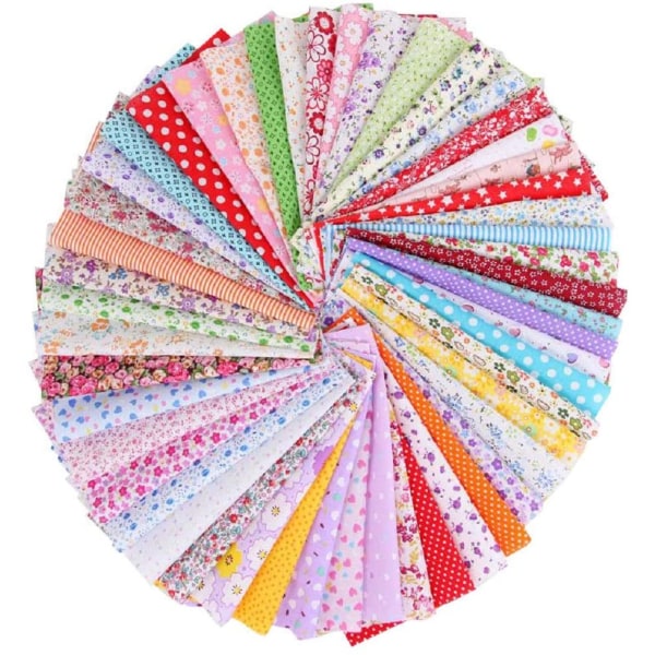 50 Pieces Cotton Fabric Fabric Packs Patchwork Fabrics 100% Cotton Cloth DIY Handmade Sewing Quilting Fabric(50 Pieces)