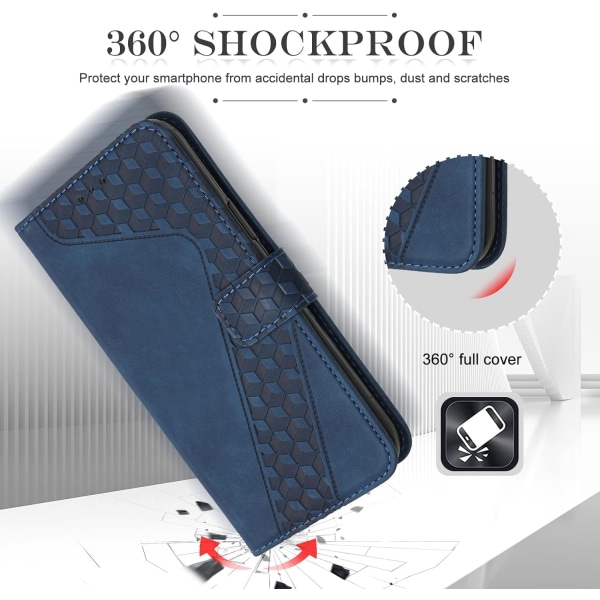 Case för iPhone 13 Pro Max case med korthållare, PU- cover Kickstand Magnetstängning Stötsäkert cover(blå)