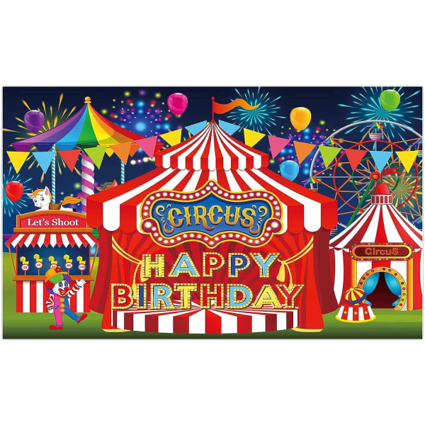 5x3ft Röd Carnival Circus Bakgrund för pojkar Flickor Barn Karusell Tält Grattis på födelsedagen Tema 1:a första födelsedagen Baby Shower Festtillbehör Dekorationer