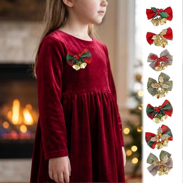 2 st. julklocka rosettdekoration – tygbandsprydnad – för presentförpackning & DIY-pyssel 2pcs C