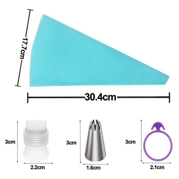 Kagepyntningssæt til bagning med genanvendelige sprøjteposer og -tyller, silikoneskraberringe, kagepyntningsværktøjer