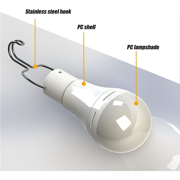LED solcellelampe, 9W solenergi superlyse pærer med fjernbetjening - solcamping / nødlys til camping vandreture, 2 stk