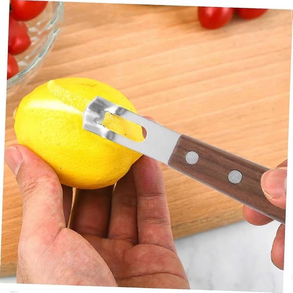 2 stk. ostjern og citronskaljern i rustfrit stål med ergonomisk træhåndtag til køkkenbrug Ref: 5558