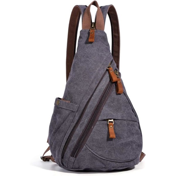 Canvas Sling Bag - Small Crossbody Backpack Shoulder Casual Daypack Rucksack for Men Women