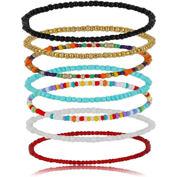 Boho ankelarmband för kvinnor tonårsflickor Handgjorda elastiska pärlor ankelarmband för kvinnor sommar fotsmycken