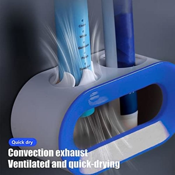 Pakke med afløbelig vægmonteret elektrisk tandbørsteholder, vægmonteret elektrisk tandbørsteholder (blå+grå)