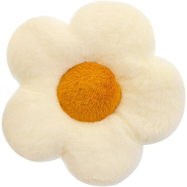 19,7" blomformade slängkuddar Söt Daisy Plysch golvkuddar Kudde Stillasittande fritid och bekväm rumpkudde för sovrum, soffa (vit)