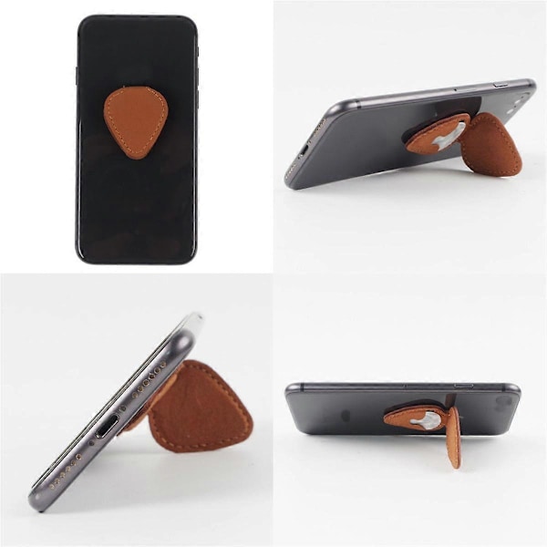 Äkta Läder Gitarr Plektrum Väska Gitarr Plektrum Förvaringsväska Plektrum Clip Mobiltelefonhållare