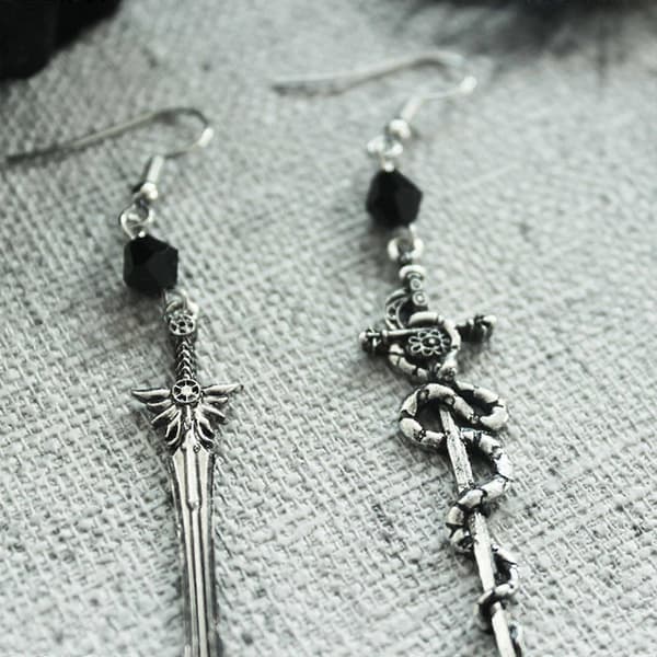 Sword Earrings for Men Women Alternative Asymmetrical Dangle Earrings Unisex