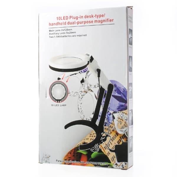 Sammenfoldelig stor lup med LED-lys 2 x 120mm