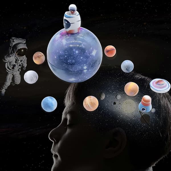Solsystemmodel Universum Læresæt med 8 Planeter Solsystemlegetøj til Børn, Raket Sol Måne Astronaut Model Eksamen Gave
