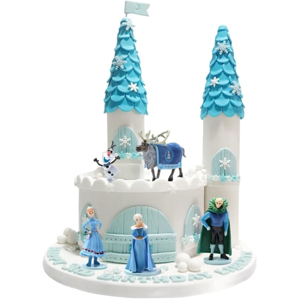 Frozen Cake Topper Figurer Set, Frozen tårtdekorationer för Frozen festtillbehör